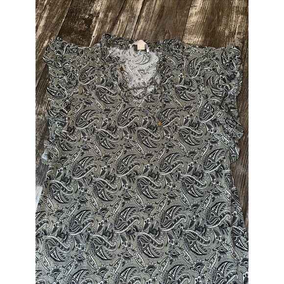 Michael Kors Paisley Shift Dress Size XS Women Ruffle V-Neck - Picture 4 of 8